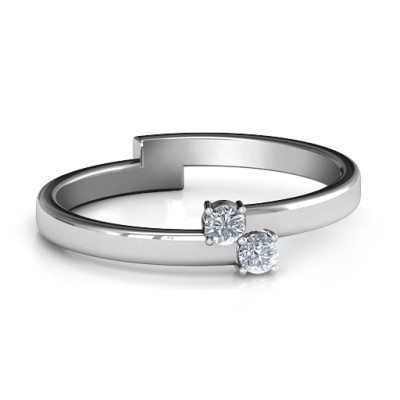 Diagonal Dazzle Ring With 2-3 Gemstones 