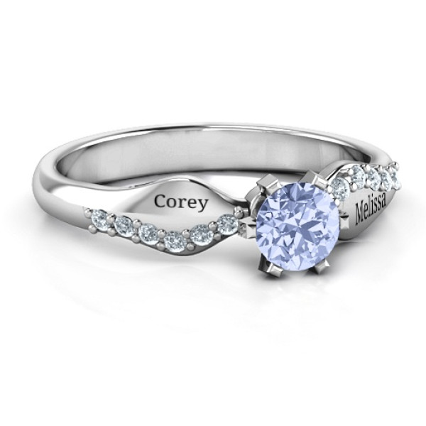 Dimpled Solitaire with Accents Ring