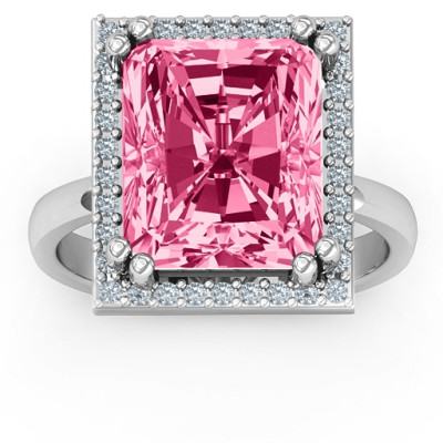 Emerald Cut Statement Ring with Halo