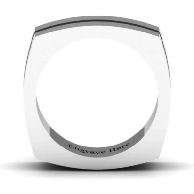 Fissure Grooved Square-shaped Men's Ring