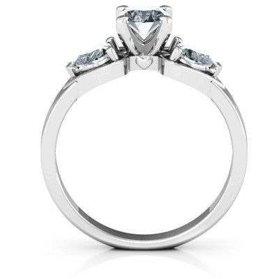 Hearts and Stones Solitaire Ring 