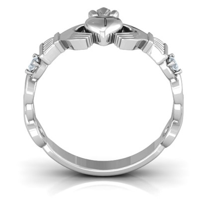 Infinity Claddagh With Side Stones Ring 