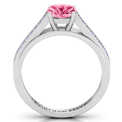 Large Round Solitaire Ring with Channel Set Accents