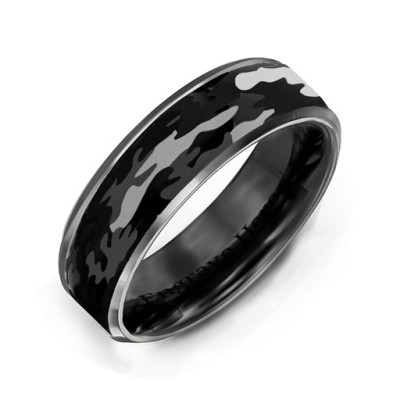 Men's Black Camouflage Tungsten Ring