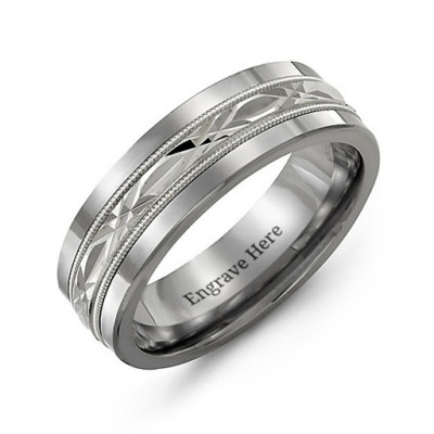 Men's Cut Out XO Centre Tungsten Band Ring