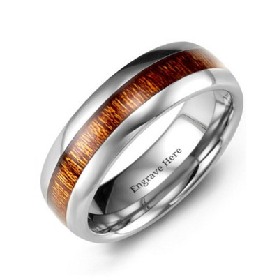 Polished Tungsten Ring with Koa Wood Insert