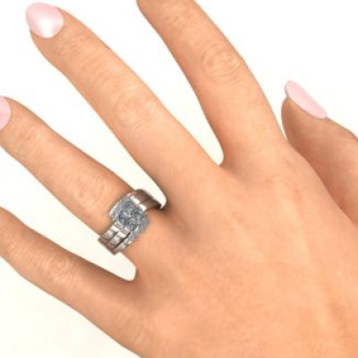 Quad Princess Stone Ring with Accents 