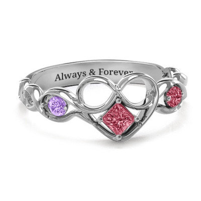 Shimmering Infinity Princess Stone Heart Ring 