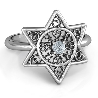 Star of David with Filigree Ring