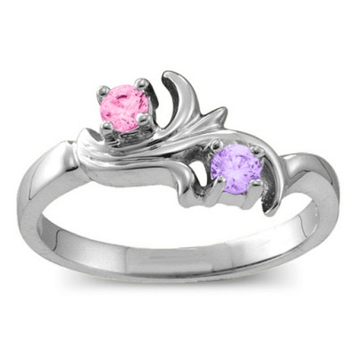 Sterling Silver  Nouveau  Flame 2-6 Gemstones Ring 