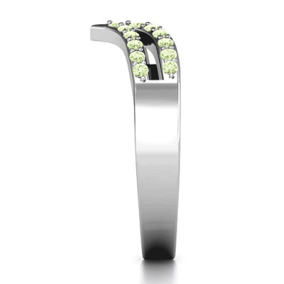 Sterling Silver Ahead Of The Curve Ring with Black Swarovski Zirconia Stones 