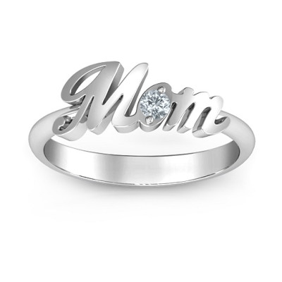 Sterling Silver All About Mom Birthstone Ring 