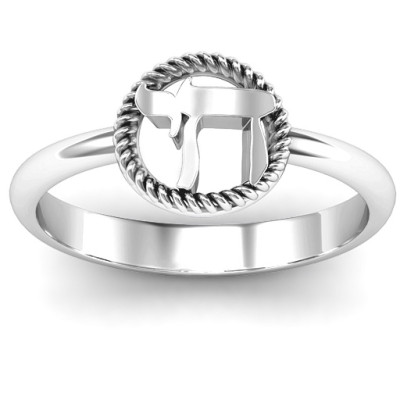 Sterling Silver Chai with Braided Halo Ring