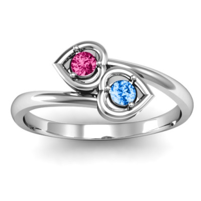 Sterling Silver Double Heart Bypass Ring