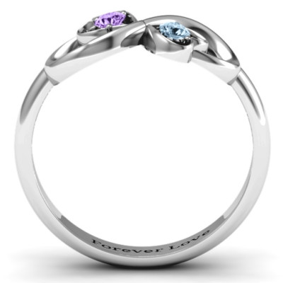 Sterling Silver Duo of Hearts and Stones Infinity Ring 