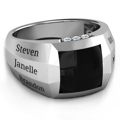 Sterling Silver Engravable Statement 6-Stone Men's Ring 