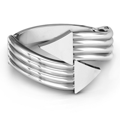 Sterling Silver Geometric Arrows and Triangles Bypass Ring