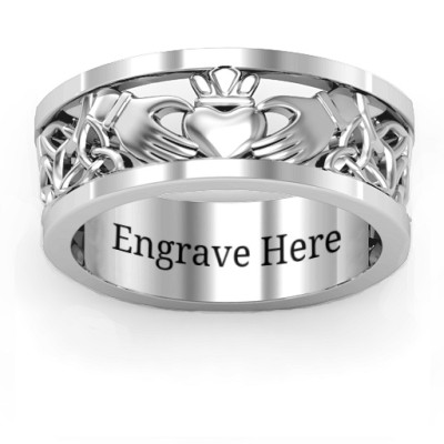 Sterling Silver Men's Celtic Claddagh Band Ring