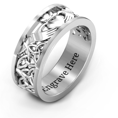 Sterling Silver Men's Celtic Claddagh Band Ring