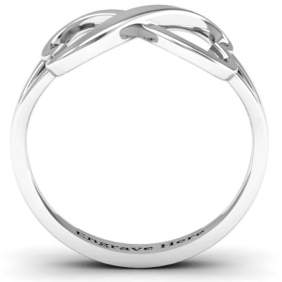Sterling Silver Simple Double Heart Infinity Ring