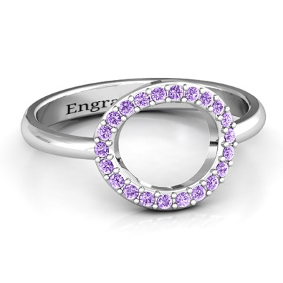 Sterling Silver Single Accented Circle Karma Ring