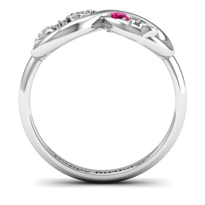 Sterling Silver Sweet 16 with Birthstone Infinity Ring 