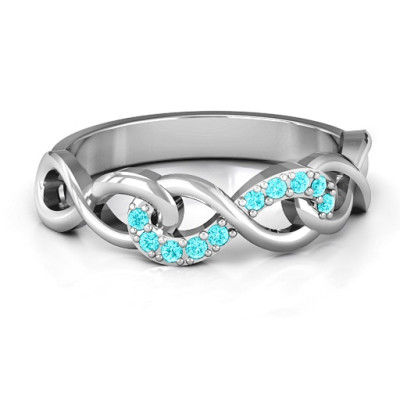 Sterling Silver Triple Entwined Infinity Ring with Accents