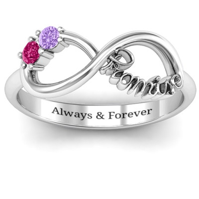 Sterling Silver Two Stone Promise Infinity Ring 