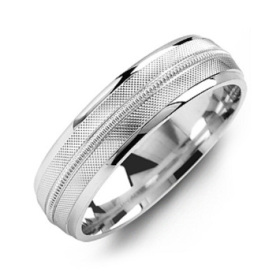 Textured Men's Ring with Centre Milgrain Detail