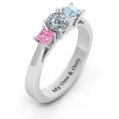 Three Stone Eternity with Princess Accents Ring 