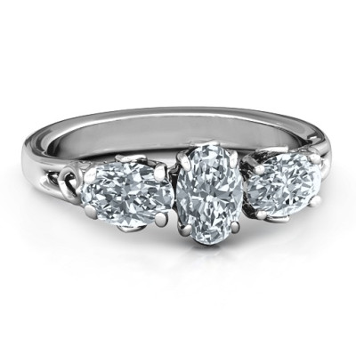 Triple Oval Stone Engagement Ring 