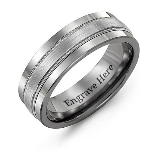 Tungsten Men's Grooved Centre Tungsten Band Ring