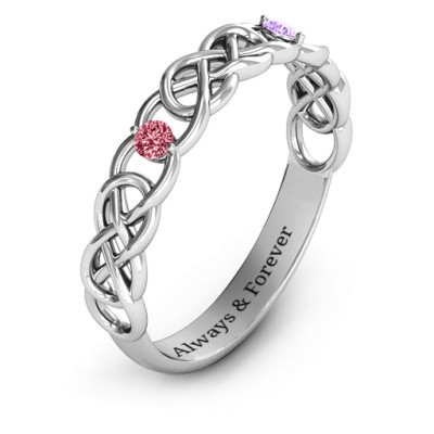 Two-Stone Interwoven Infinity Ring 