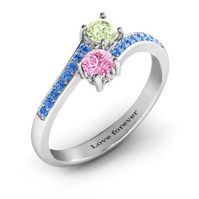 Two Stone Ring With Sparkling Accents And Filigree Settings 