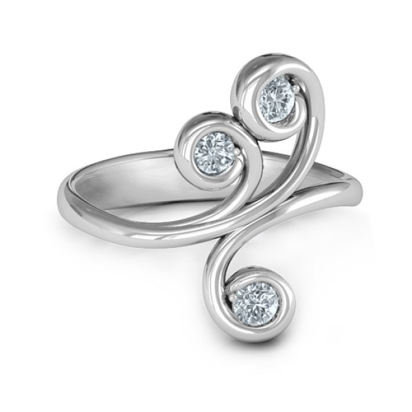 Whimsical Waves 3-Stone Ring 