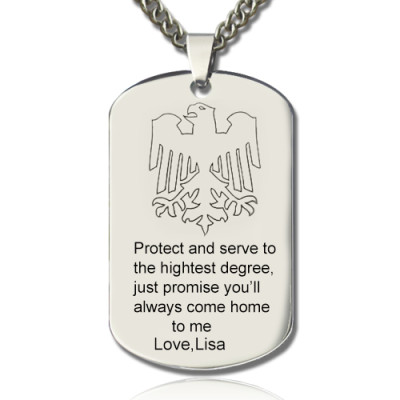 Man's Dog Tag Eagle Name Necklace