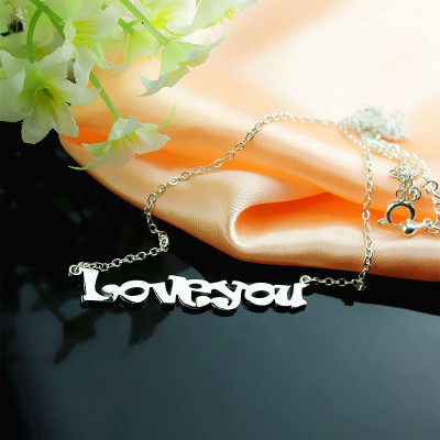 Cute Cartoon Ravie Font 18ct White Gold Plated Name Necklace