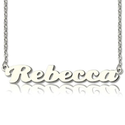 Personalized Sterling Silver Puff Font Namplate Necklace