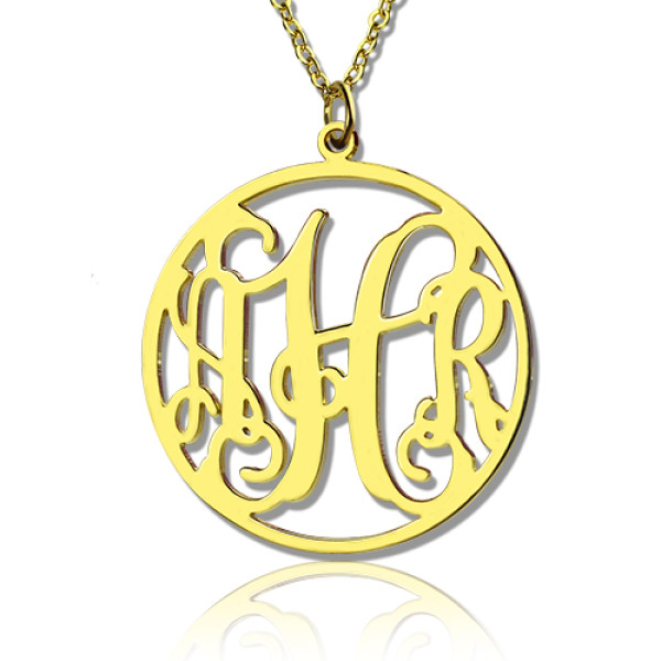 18ct Gold Circle Monogram Necklace