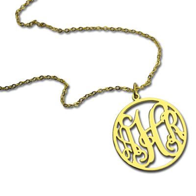 18ct Gold Circle Monogram Necklace