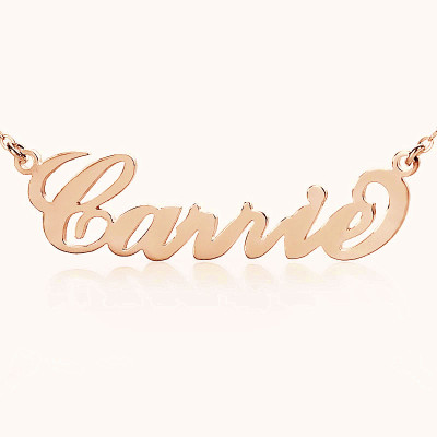 Personalized Carrie Name Necklace 18ct Solid Rose Gold