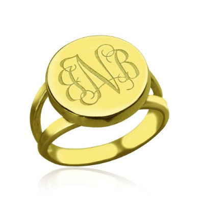 18ct Gold Circle Monogram Signet Ring