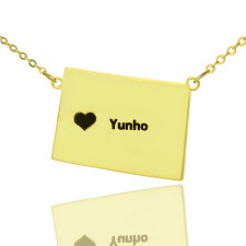 The Wyoming Heart Map Necklace: Crafting Memories in Gold Plated Silver