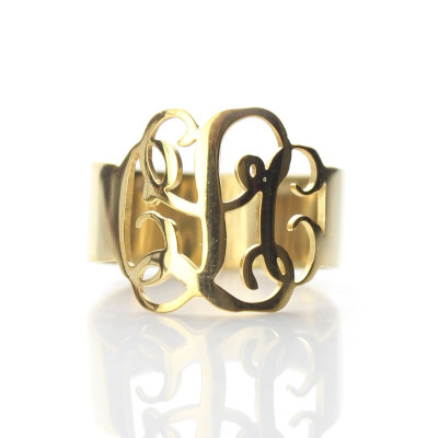 Solid Gold Personalized Monogram Ring