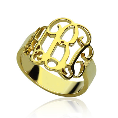 18ct Gold Monogram Ring Cut Out