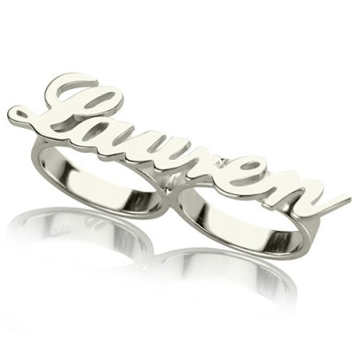 Personalized Allegro Two Finger Name Ring Sterling Silver