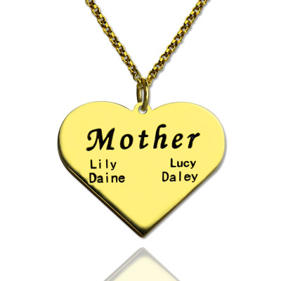"Mother" Heart Family Names Necklace 18ct Gold