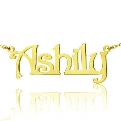 Solid Gold Harrington Font Name Necklace-18ct Gold
