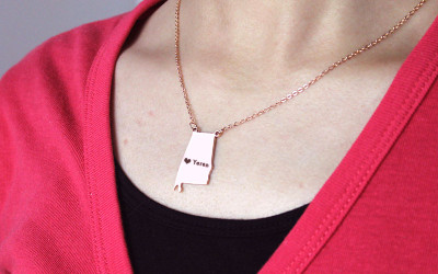 Rose Gold Alabama Map Necklace: A Love Story Worn Close