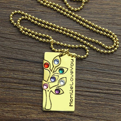 Mothers Birthstone Family Tree Necklace Sterling Silver 